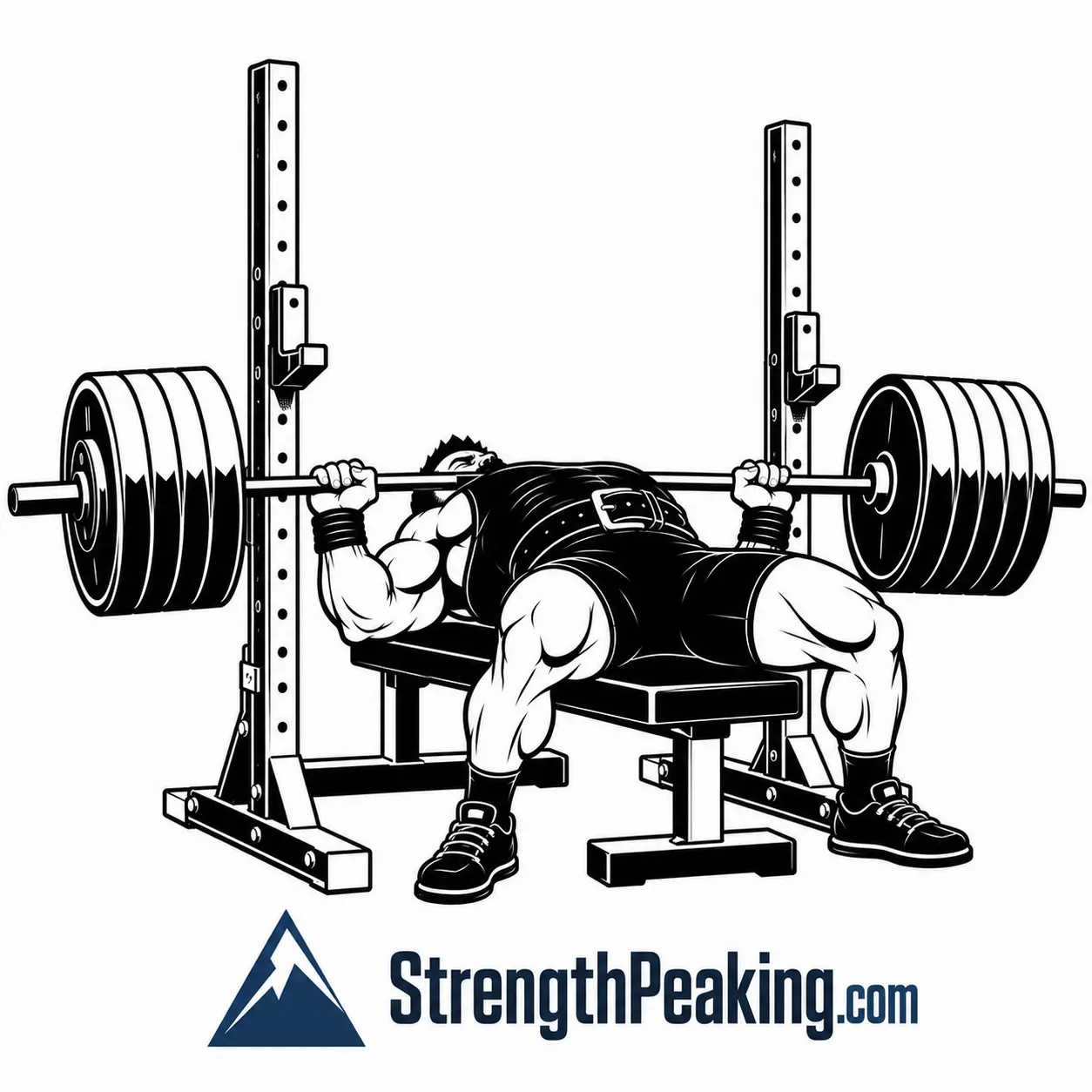Athlete holding a controlled paused bench press with the bar touching the chest